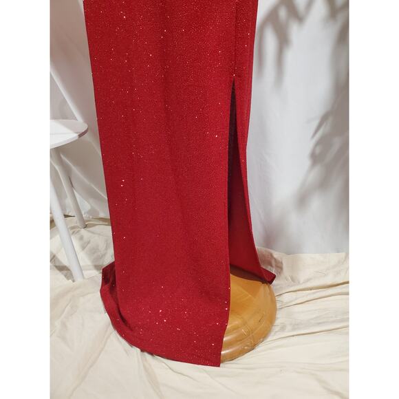 Vtg City Triangles 90s Y2K Glitter Sparkle Stretch Dress Size L Red Vamp Formal - Picture 6 of 13